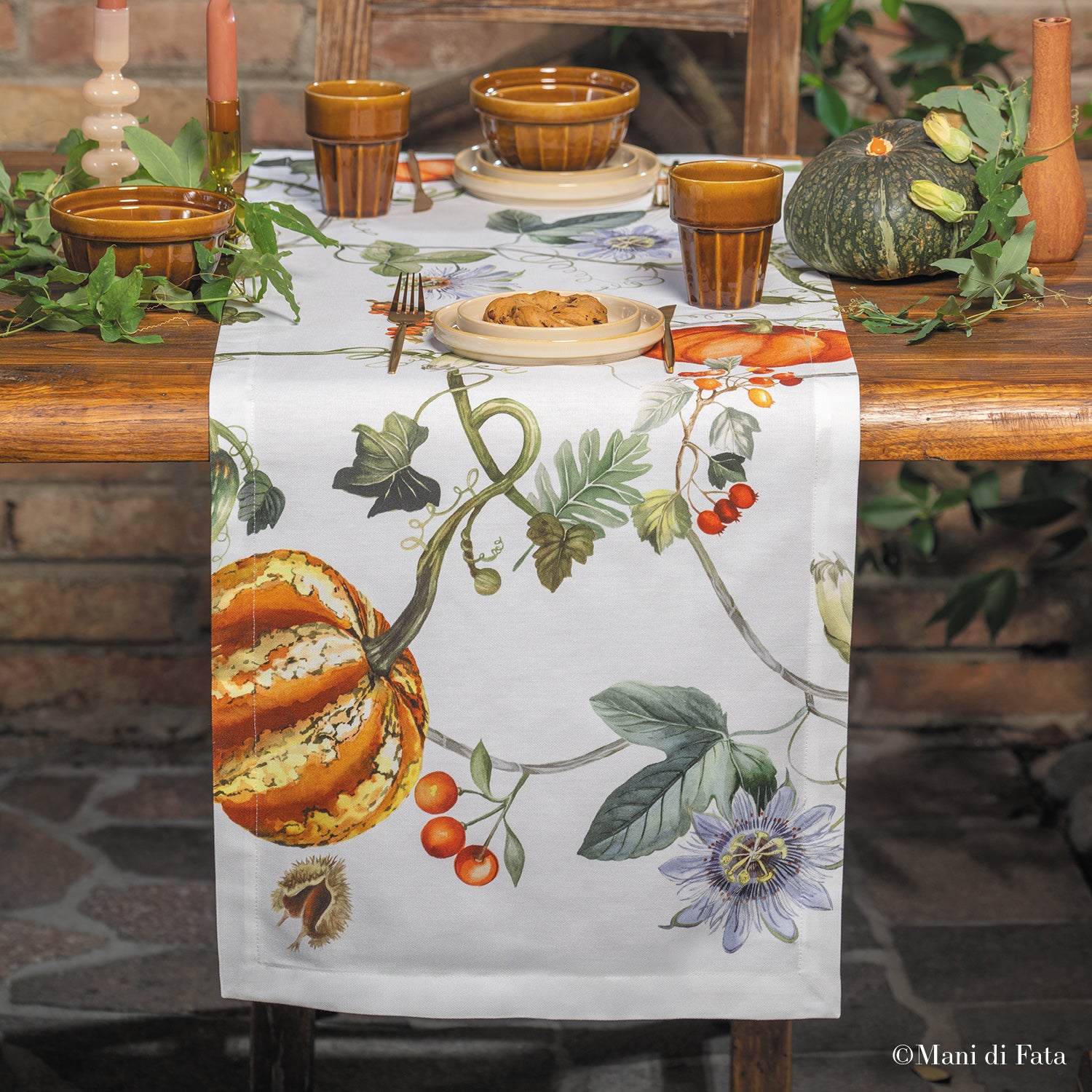 Runner da tavola in cotone stampato 'Zucca'