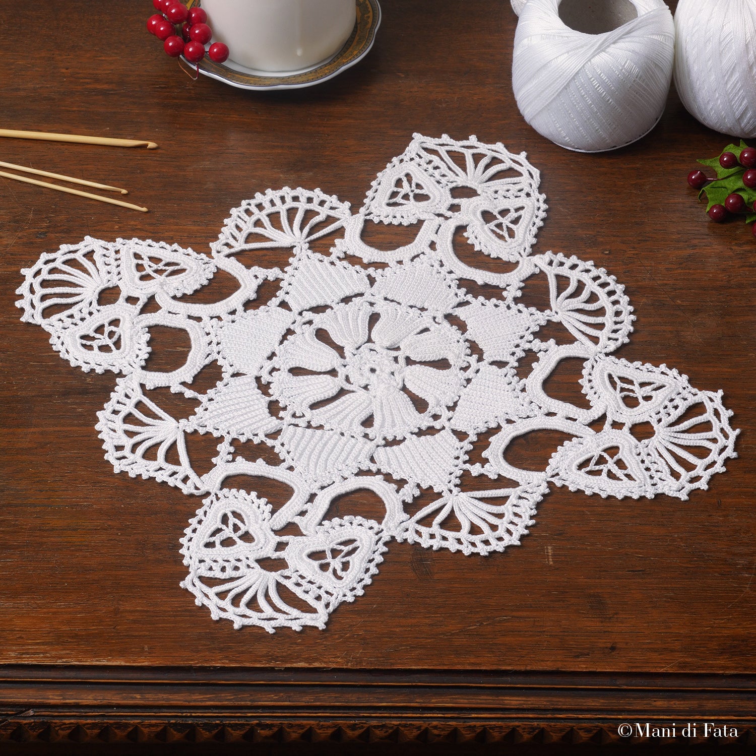 Kit centrino natalizio uncinetto Vintage Quadrato