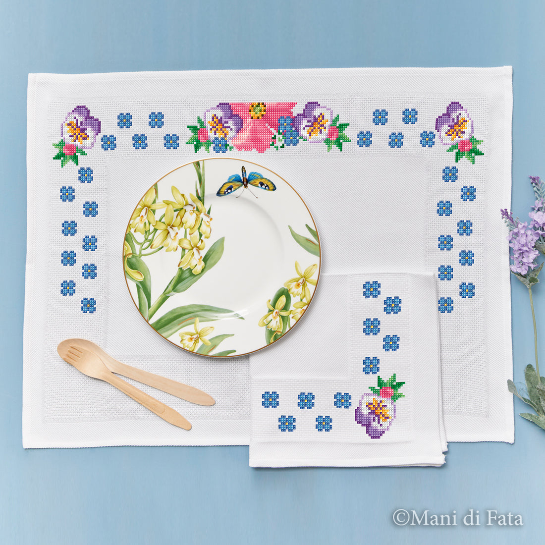 Kit tovaglietta americana con tovagliolo Viole