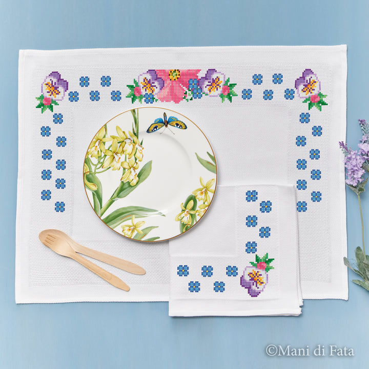 Kit tovaglietta americana con tovagliolo Viole