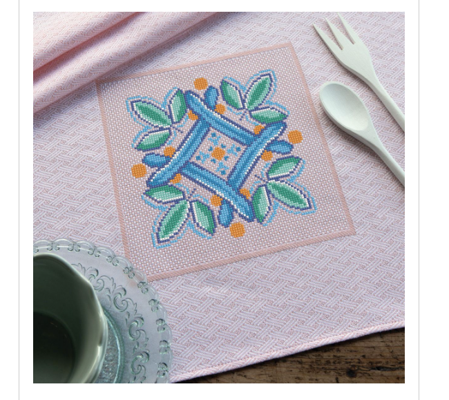 Kit asciugapiatti salmone punto croce Maiolica