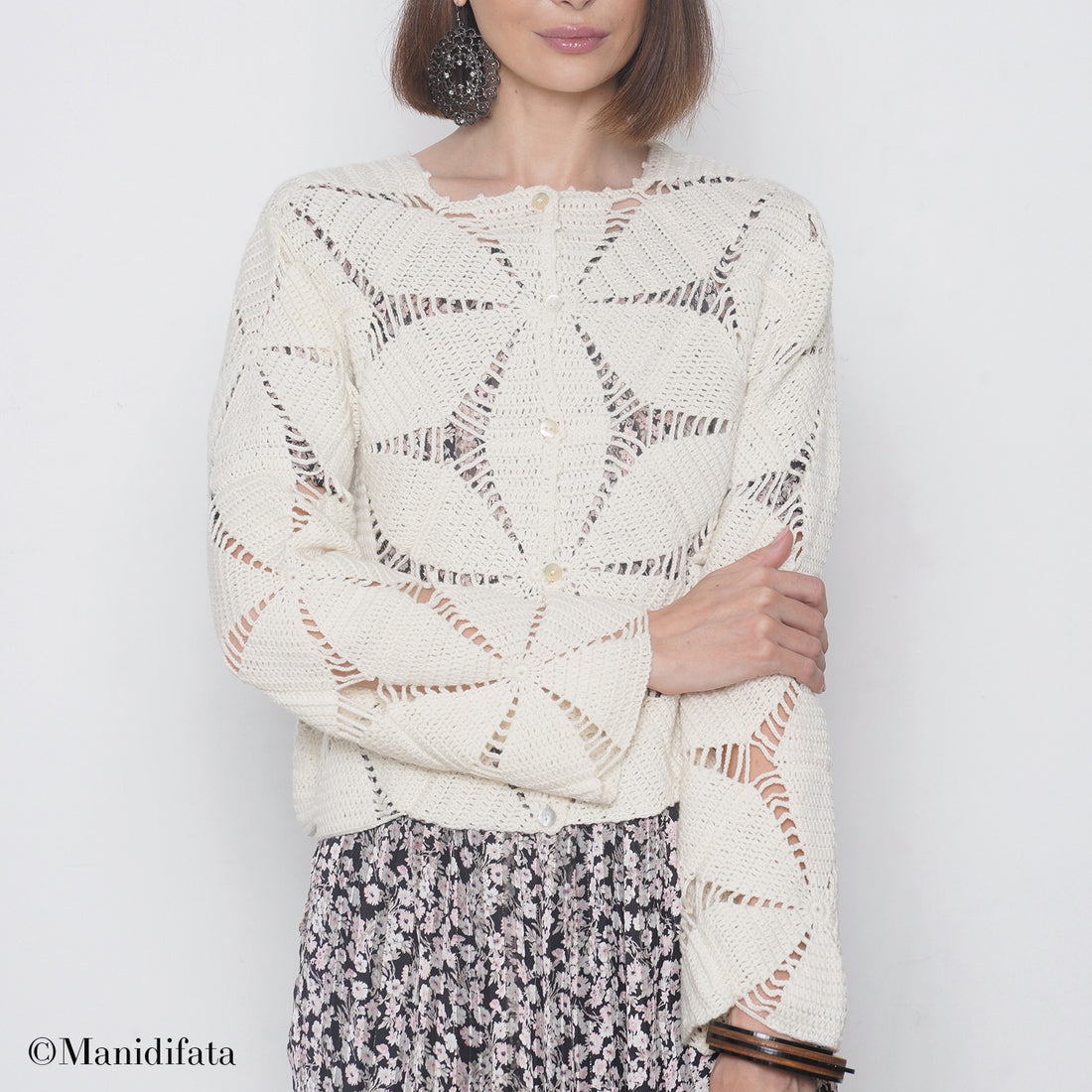 Kit maglia bianca bianca con fiori tg. 42