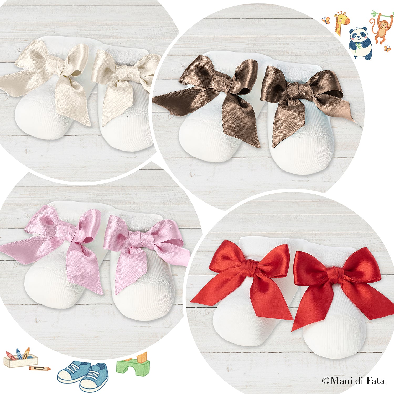 Scarpina in spugna di cotone con fiocco in raso