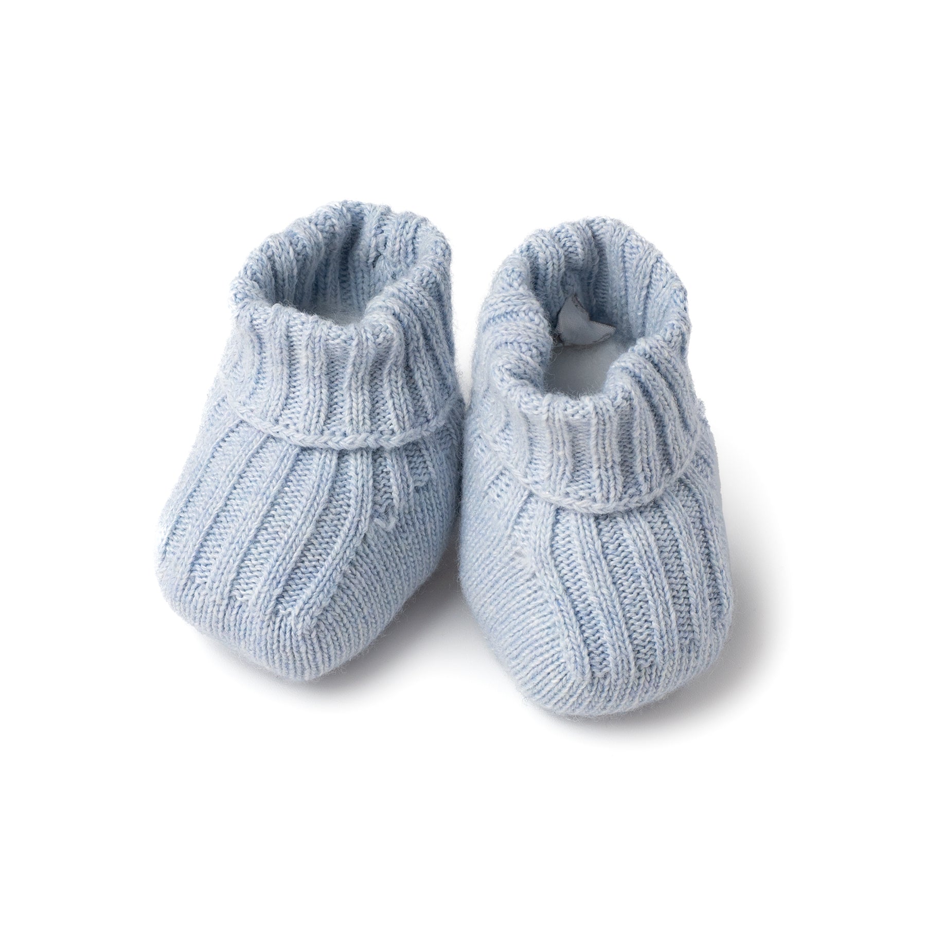 Babbuccia in misto lana celeste a costine