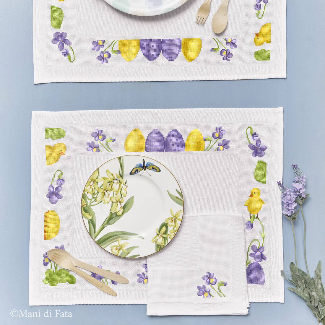 Kit 2 tovagliette americana con tovaglioli Uova e Pulcini