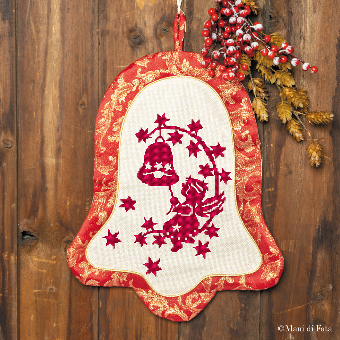 Kit fuoriporta campana punto croce Angioletto