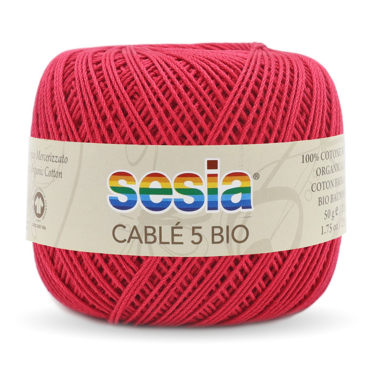Gomitolo Sesia Cable' 5 Bio da 50 gr. VX 0201 rosso amaranto
