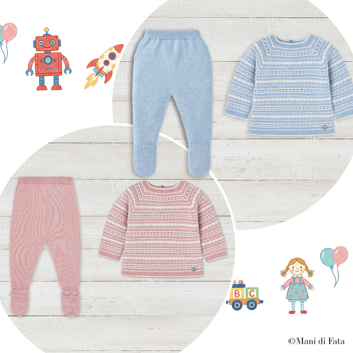 Completo 2 pezzi neonato in misto cashmere
