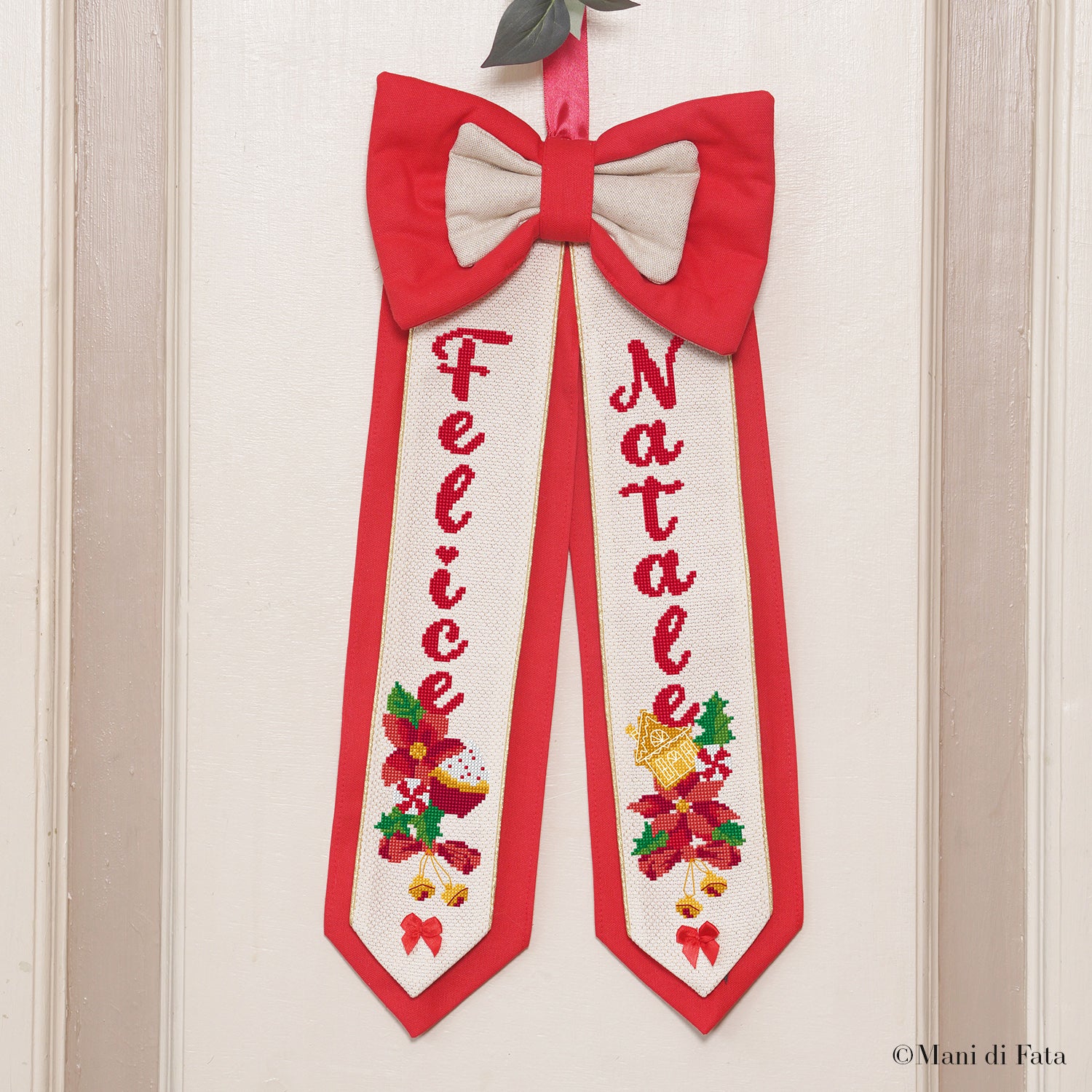 Kit fiocco natalizio rosso con cocche