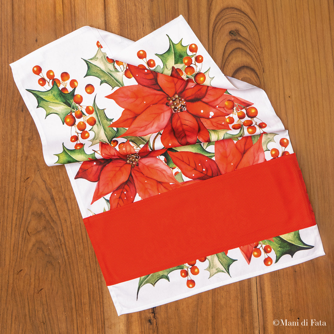 Asciugapiatti ricamo punto croce Stella di Natale