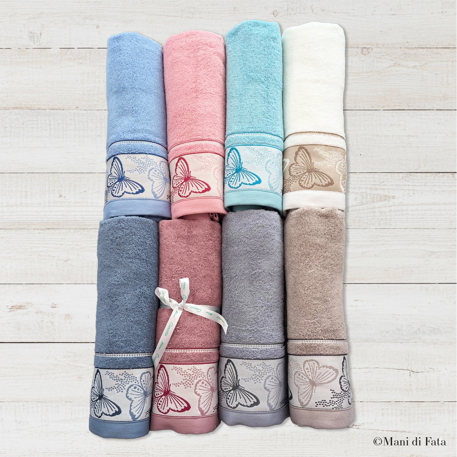 Coppia asciugamani in spugna Farfalla