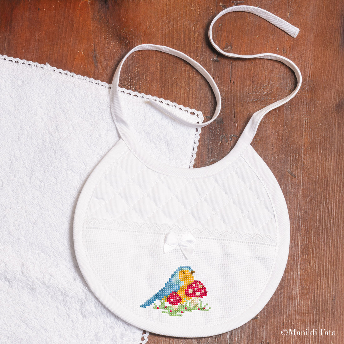 Kit bavaglino pappa tondo "uccellino"