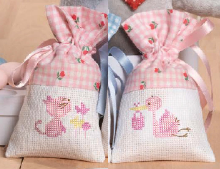Kit 10 sacchettini bomboniera rosa tulipani
