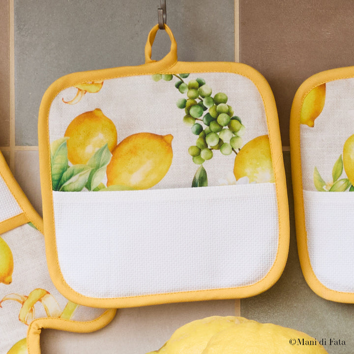 Presina in cotone Limoni ricamo a punto croce 