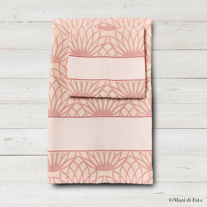 Set asciugamani ciniglia Nice Lotus ricamo punto croce
