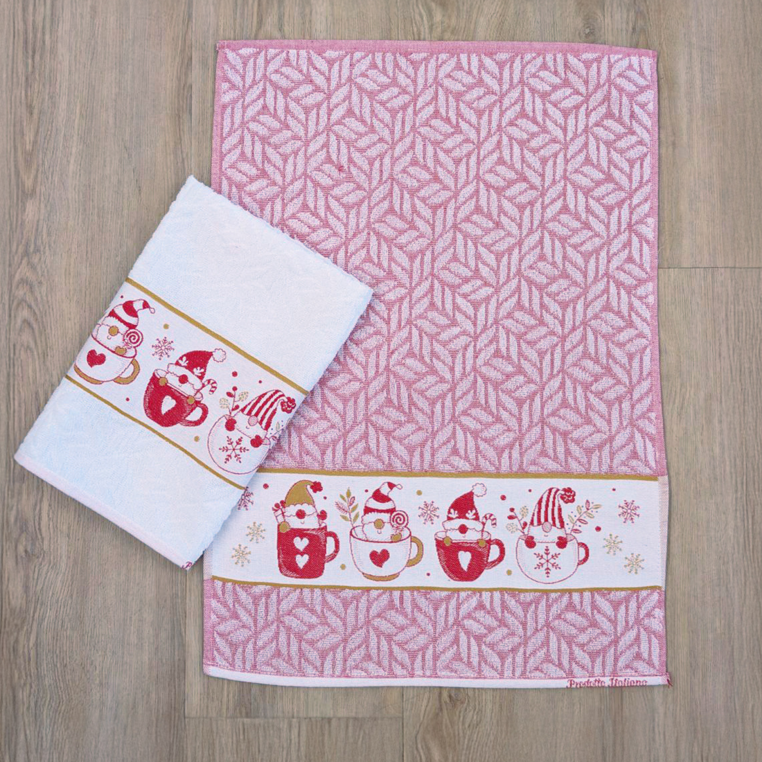 Strofinaccio natalizio in cotone Gnomi