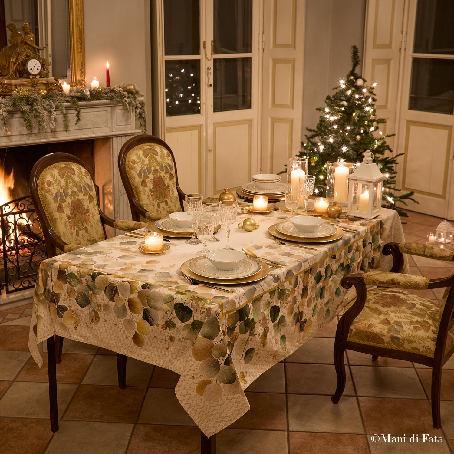 Tovaglia da 6 posti in cotone Golden Green 