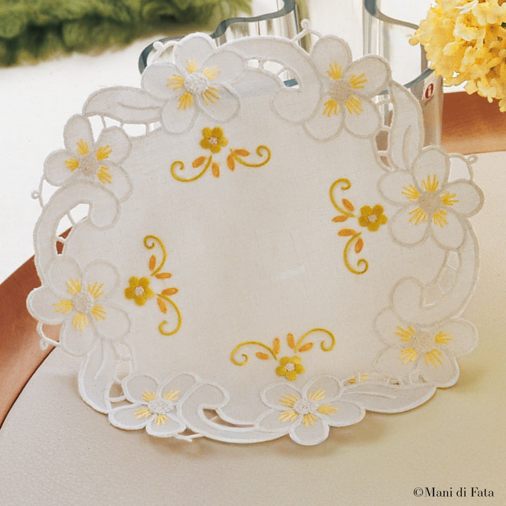 Kit centro rotondo piccolo a intaglio Fiori gialli