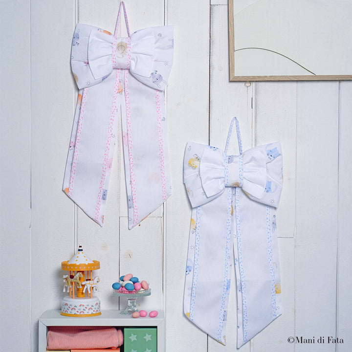 Fiocco nascita bimbo in cotone da ricamare