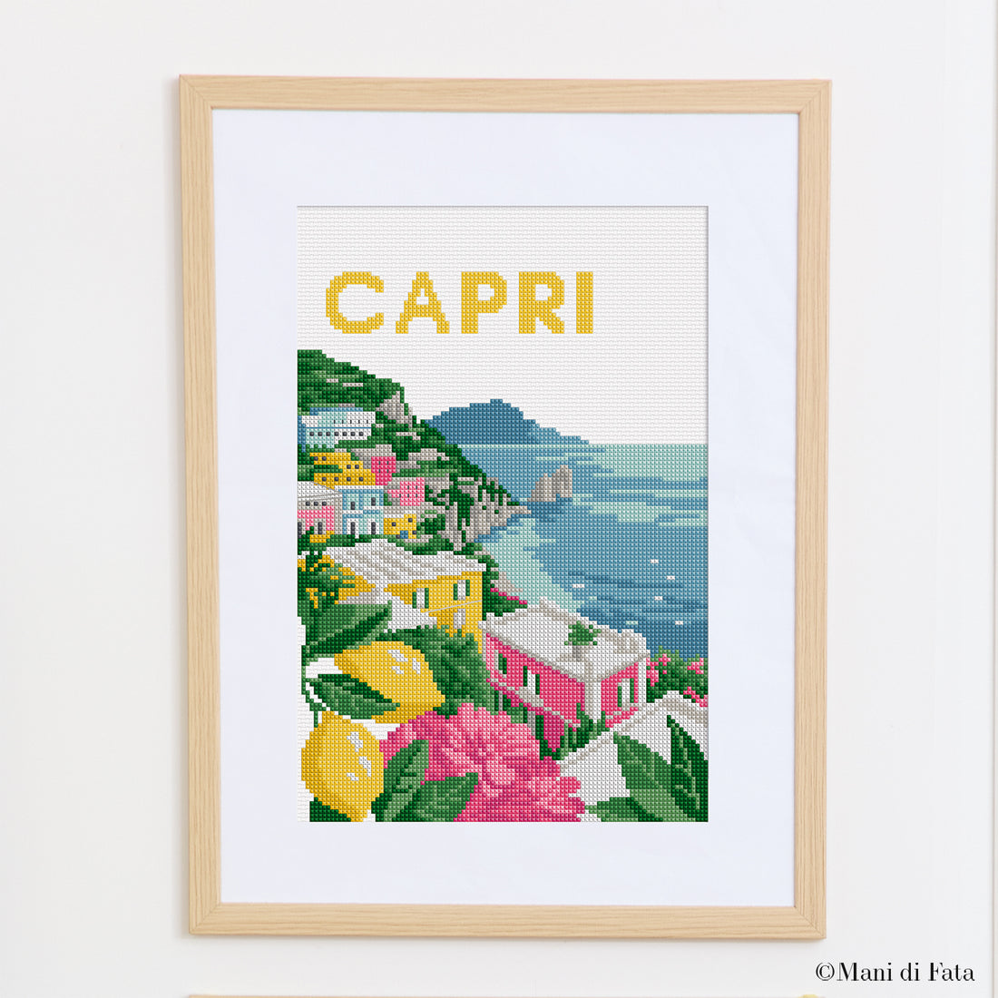 Kit per quadretto paesaggio Capri ricamo punto croce