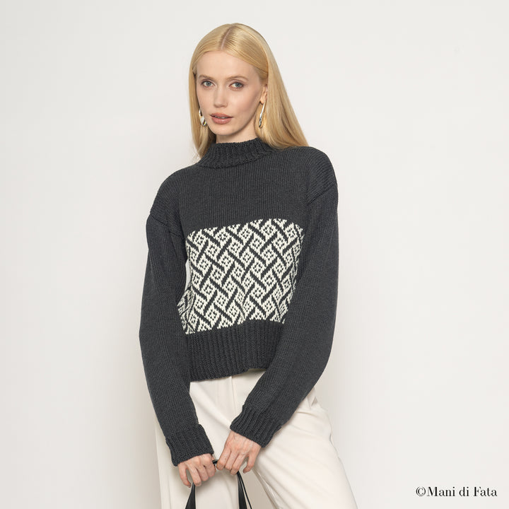 Kit maglione con intrecci tartan a contrasto