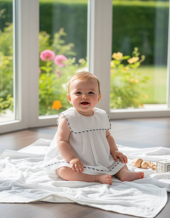 Abitino bimba con coulottes in misto lino