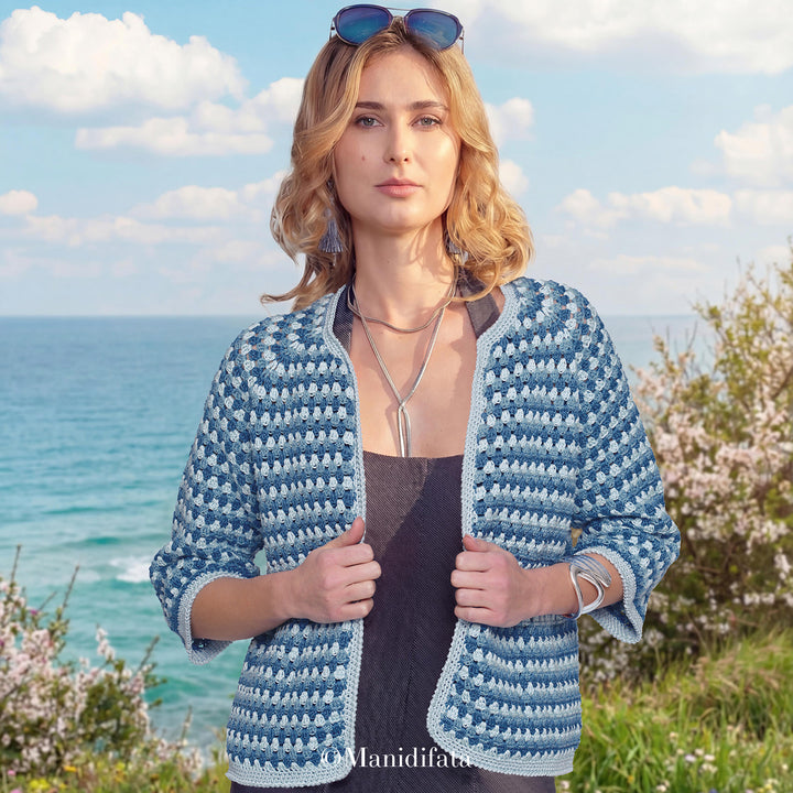 Kit cardigan rigato a uncinetto 