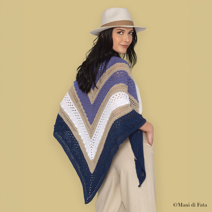 Kit scialle triangolare righe all'uncinetto