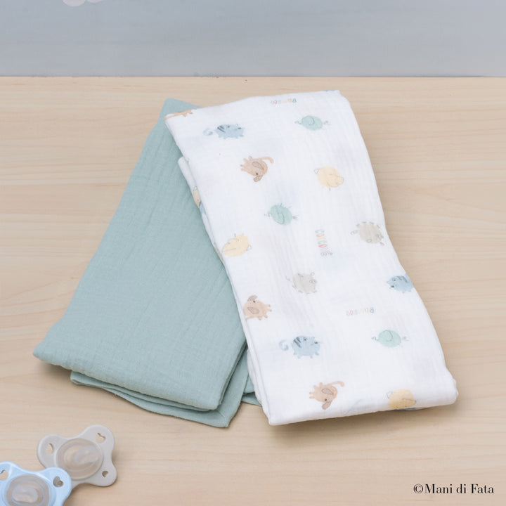 Set 2 salvietta in garza di mussola di cotone