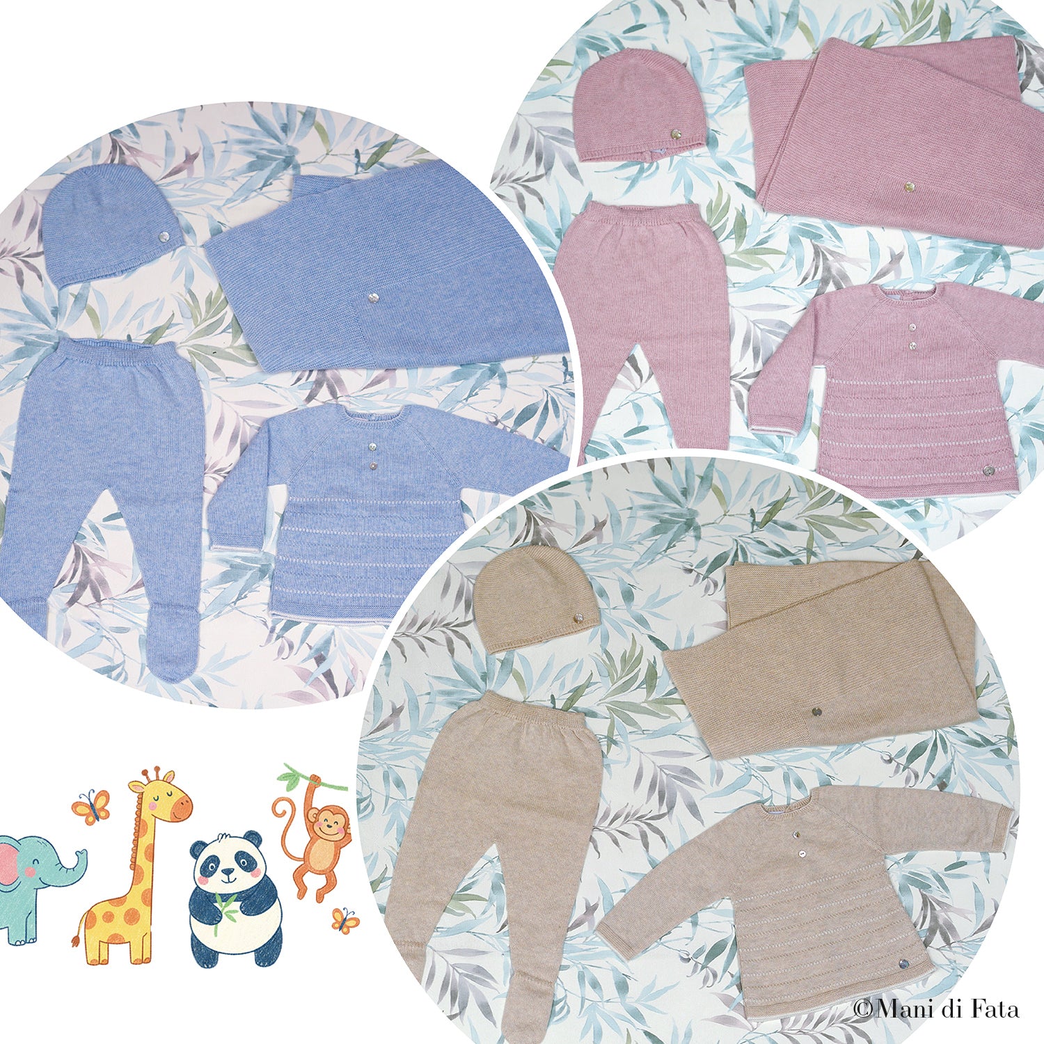 Set scatola regalo neonato in misto cashmere 5 pezzi