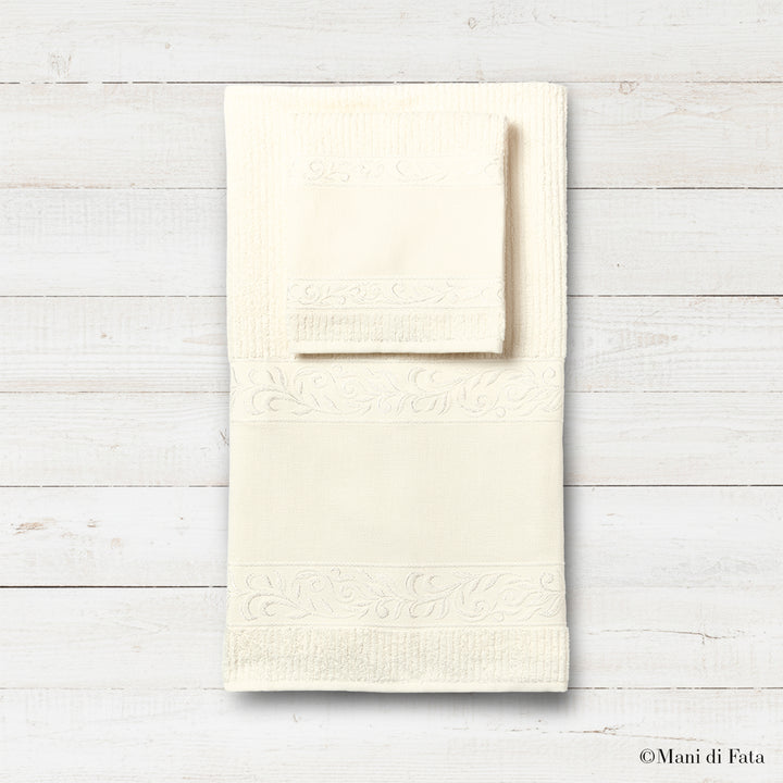 Parure spugna avorio Verona ricamo punto croce