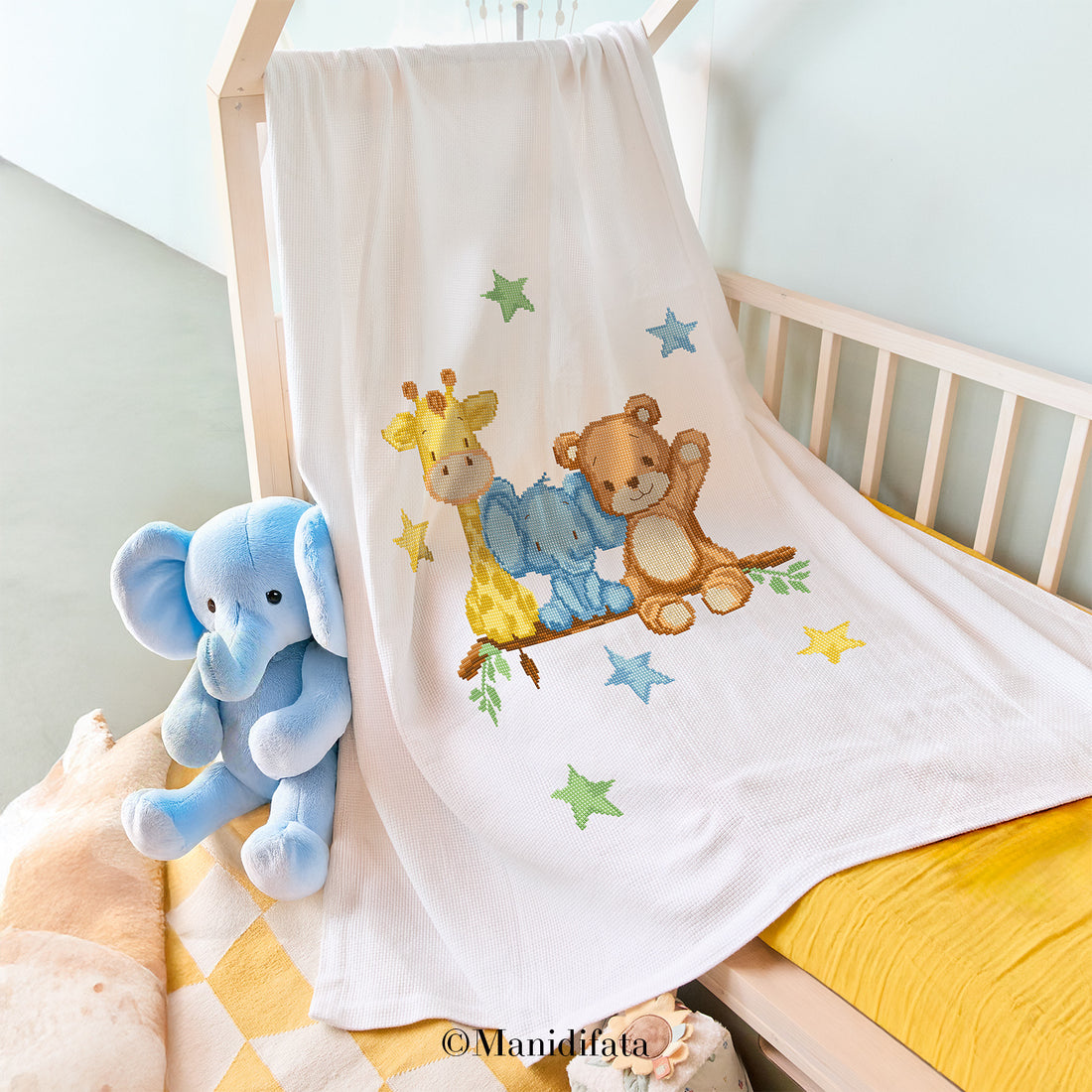 Schema per copertina lettino Aida grande animaletti 007587