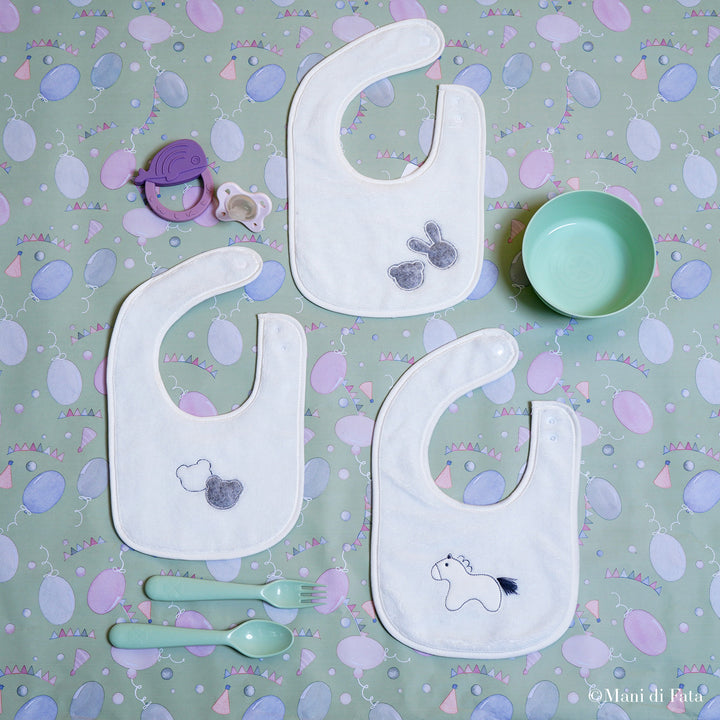 Bavetta rettangolare in spugna di bamboo bianco e grigio