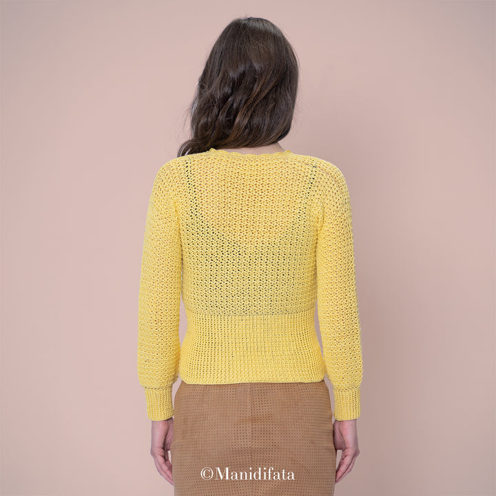 Kit cardigan giallo a uncinetto