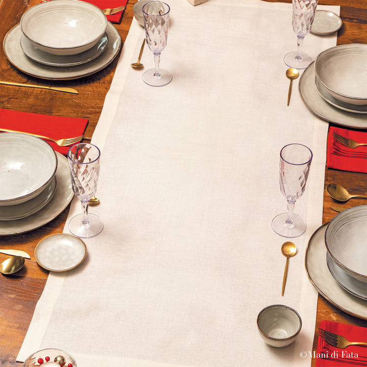 Lista rettangolare in misto lino avorio 