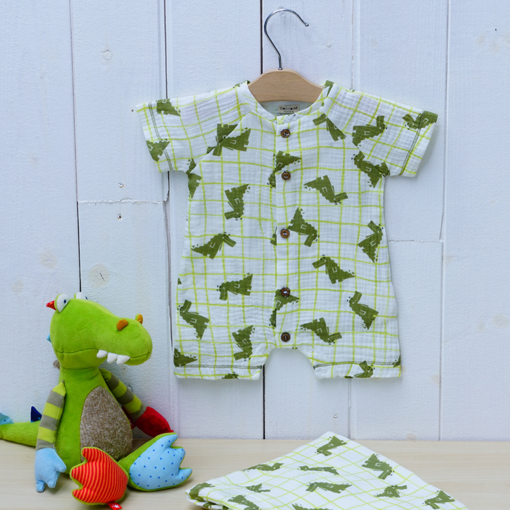 Tutina m/corta fantasia coccodrilli