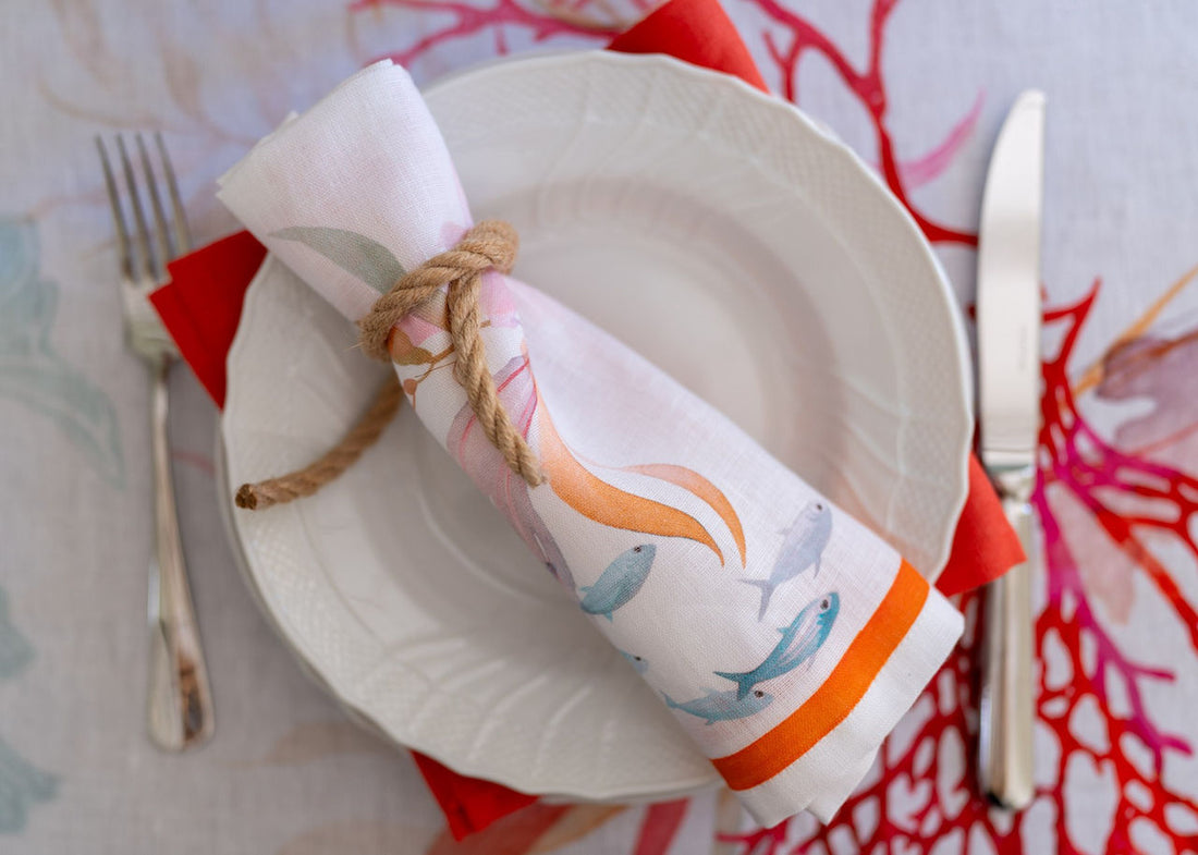 Set da 4 tovaglioli in lino Ondiva