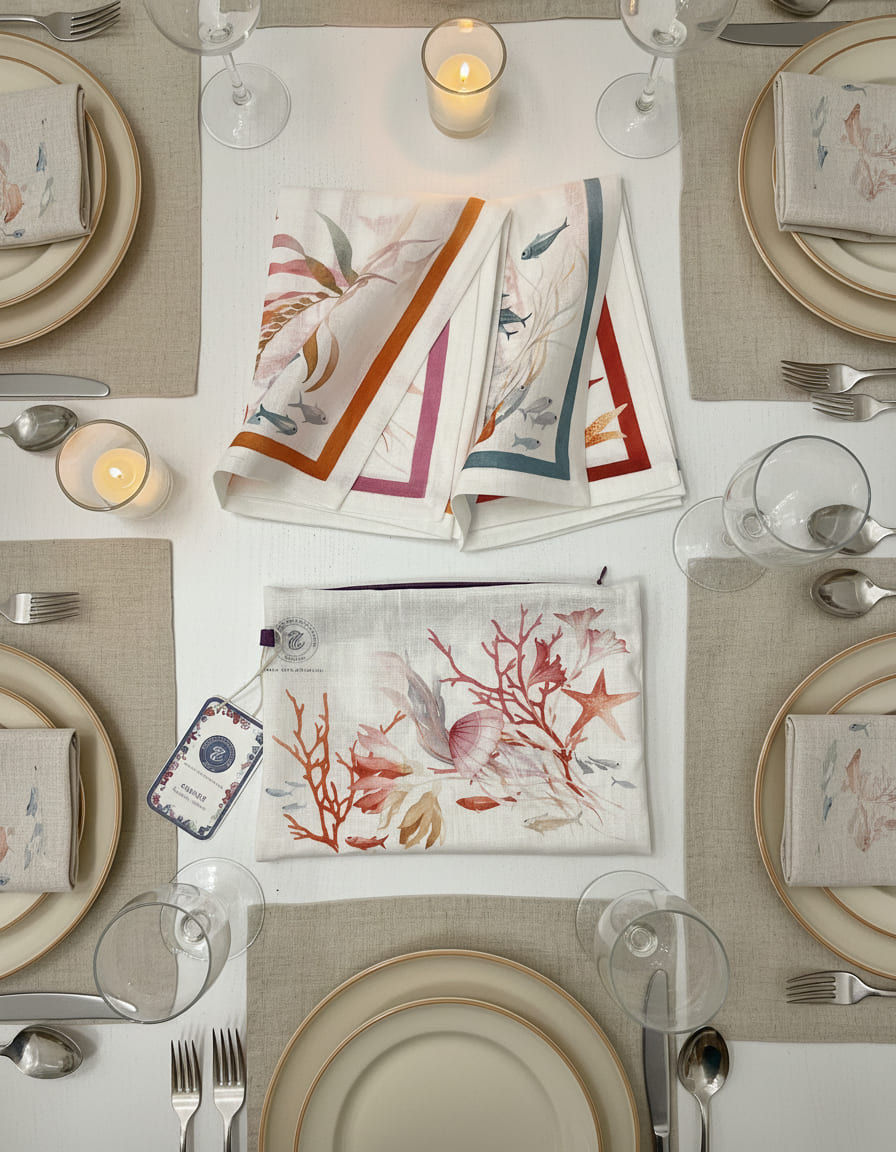 Set da 4 tovaglioli in lino Ondiva