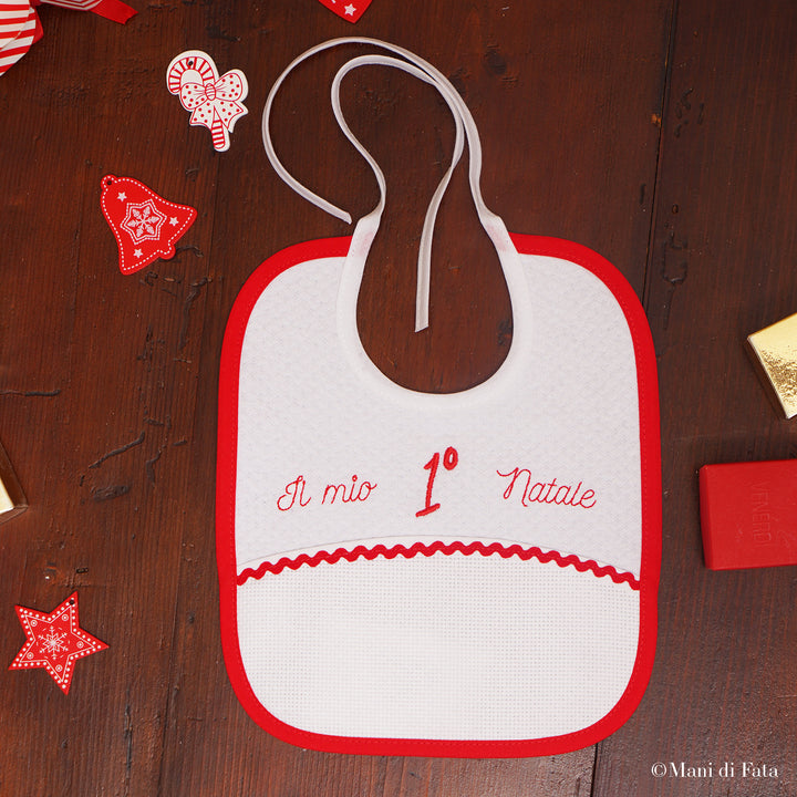 Bavaglino ricamo punto croce Il mio primo Natale