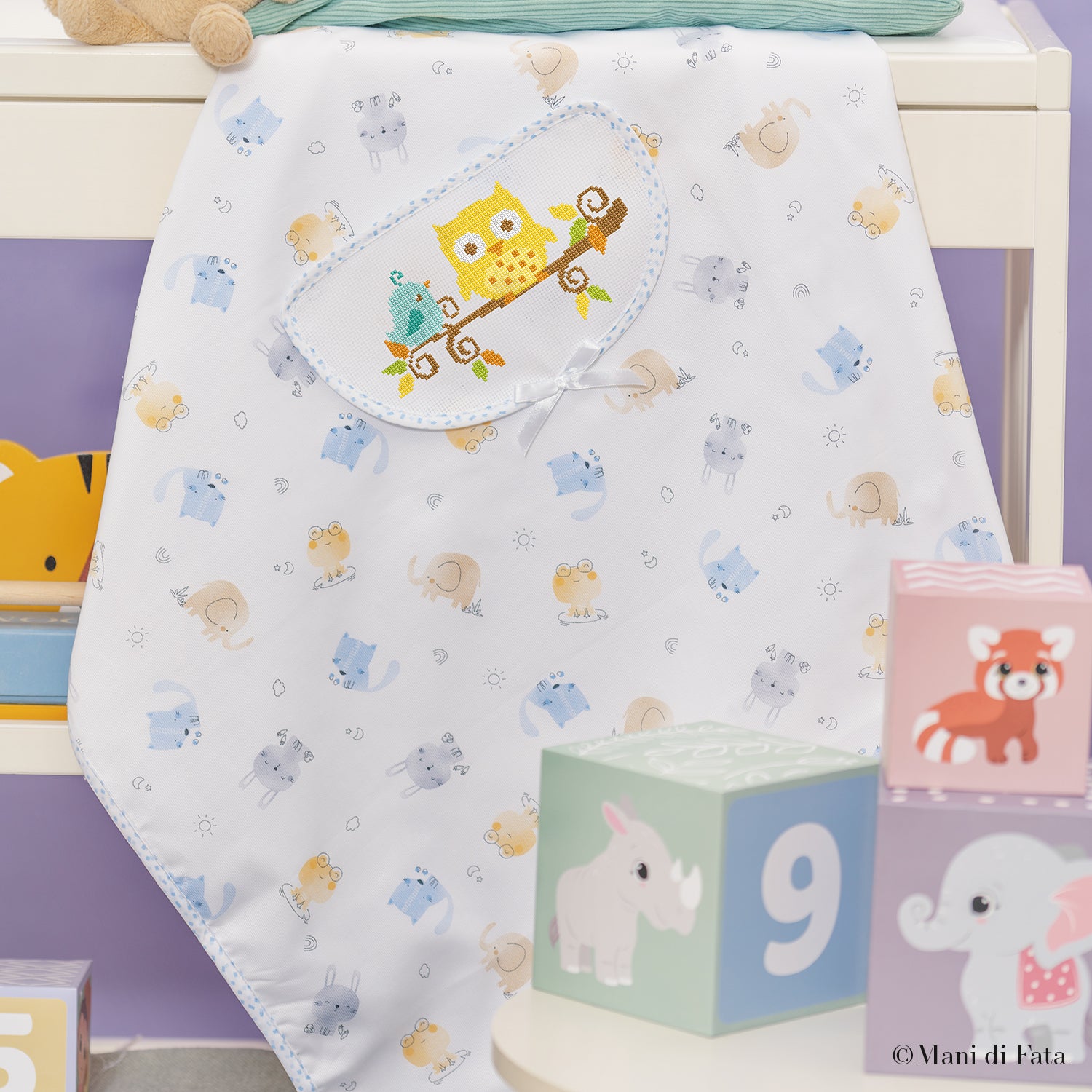 Kit copertina tasca celeste "gufetto"