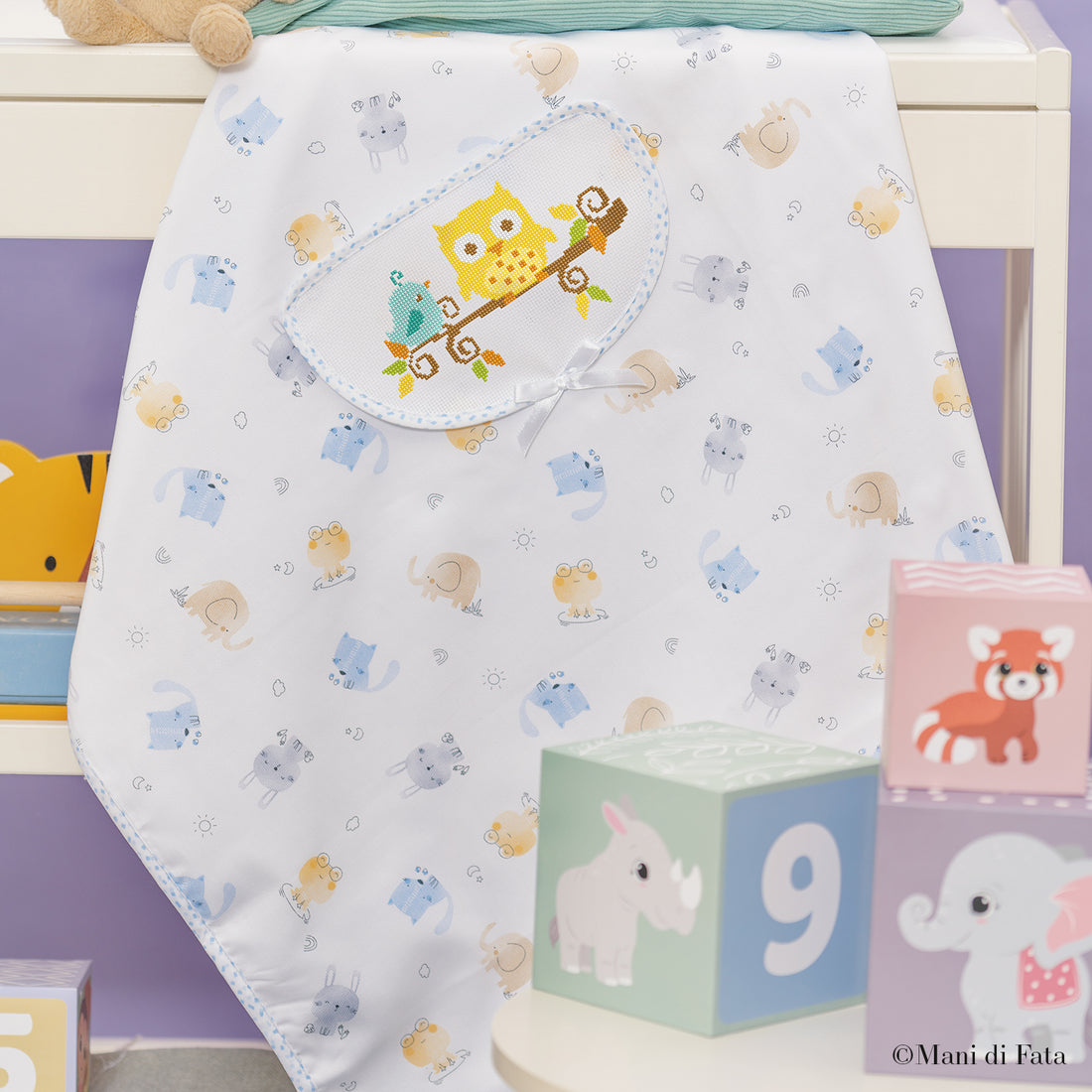 Kit copertina tasca celeste "gufetto"