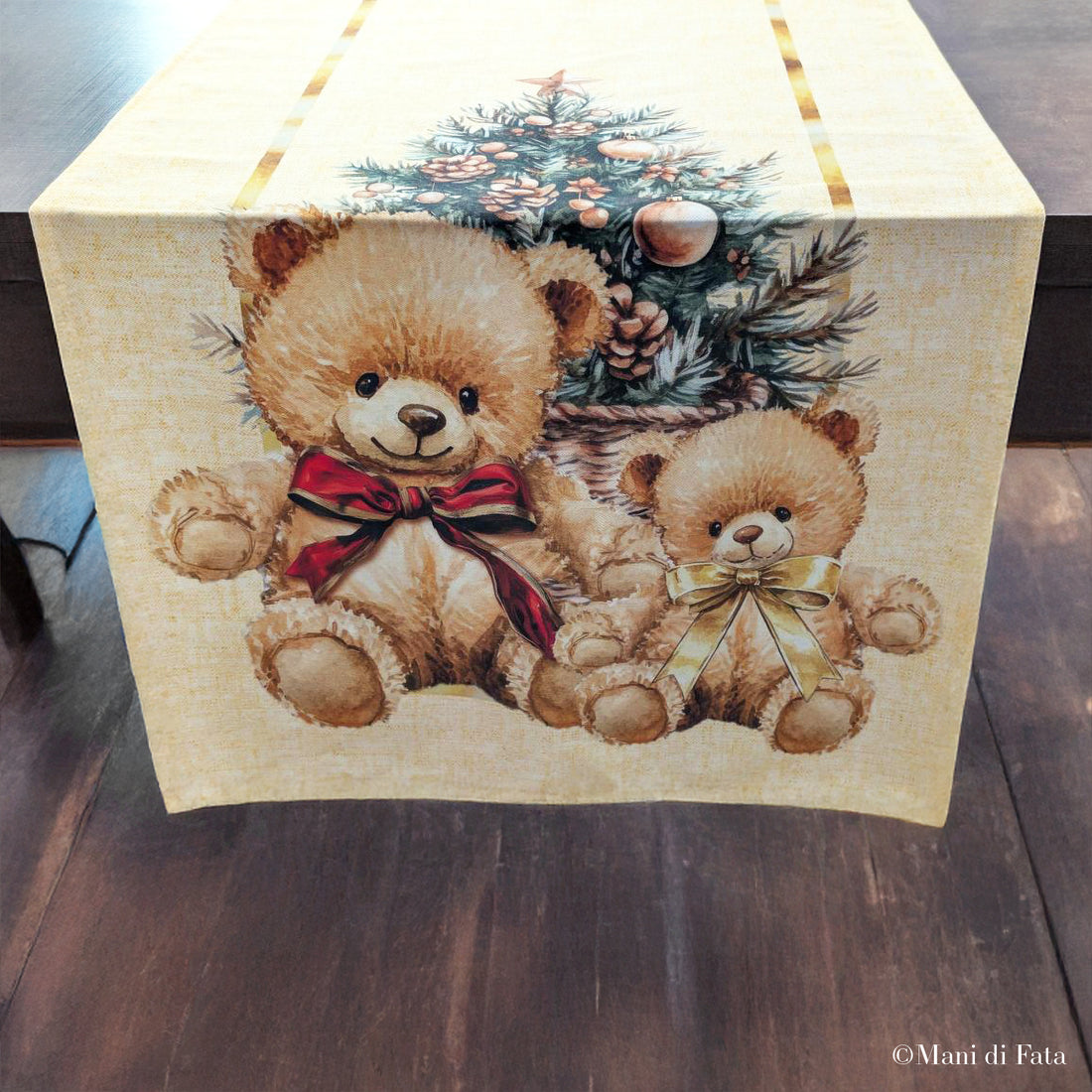 Runner da tavola in cotone Orsetti Natalizi