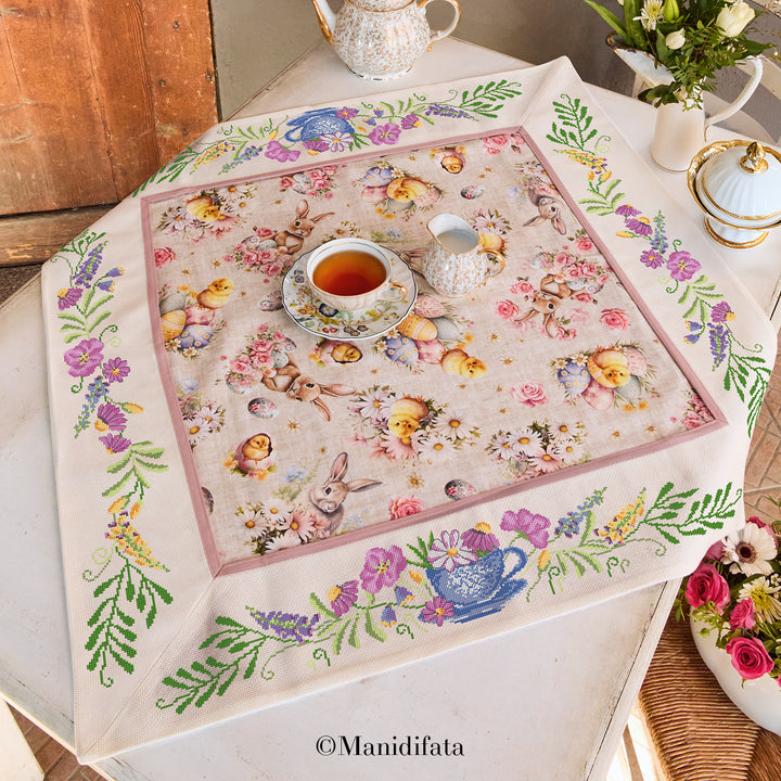 Kit tovaglietta punto croce coniglietti e pulcini