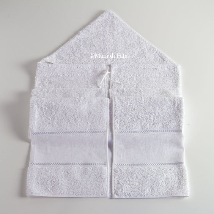 Accappatoio spugna baby bianco ricamo punto croce