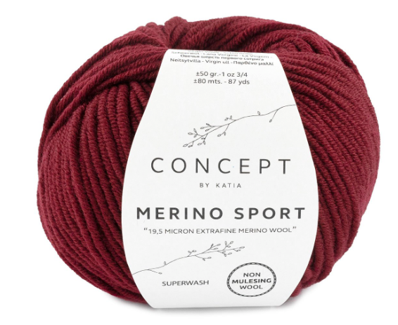 Gomitolo Merino sport da 50 gr VX 00022 Bordeaux scuro