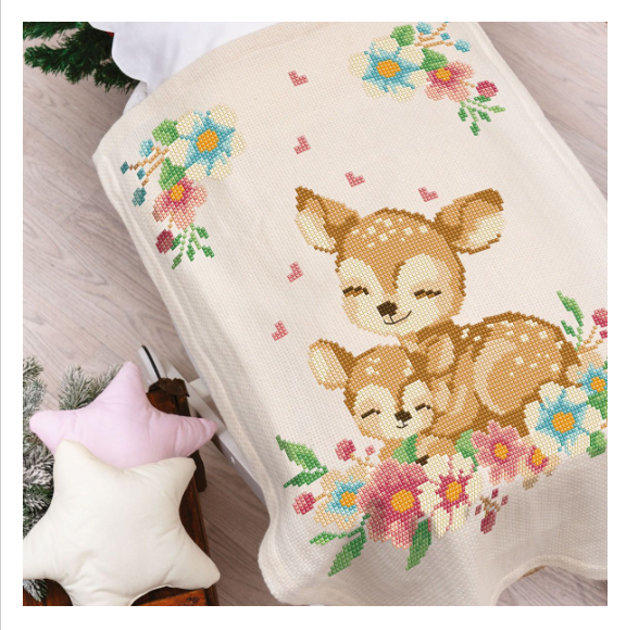 Kit copertina culla in lana Cerbiatti