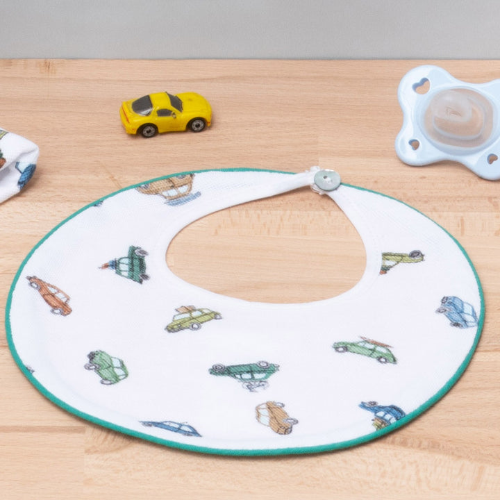 Bavaglino in piquet di cotone Macchinine