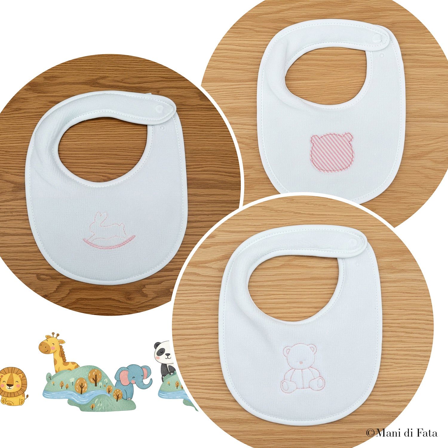 Bavetta bianco/rosa in spugna di bamboo