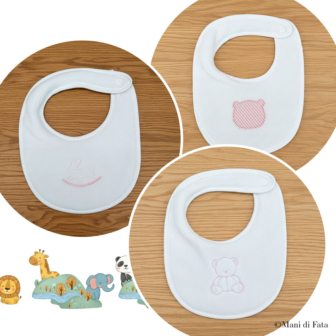 Bavetta bianco/rosa in spugna di bamboo