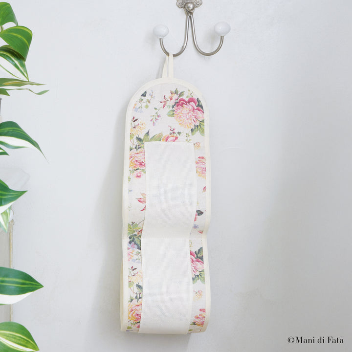 Porta rotoli Fiori ricamo punto croce